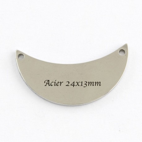 2 Pcs  connecteur demi lune acier 316L  24x13mm