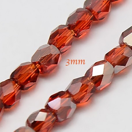 50pcs perles bohème facette orange brique  3mm