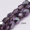 30  perles cristal  facette prune prisme argent   3mm