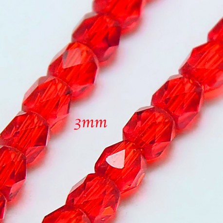 50pcs perles bohème transparente rouge  3mm