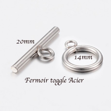 4 fermoirs toggle acier inoxydable 20x14mm