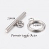 4 fermoirs toggle acier inoxydable 20x14mm