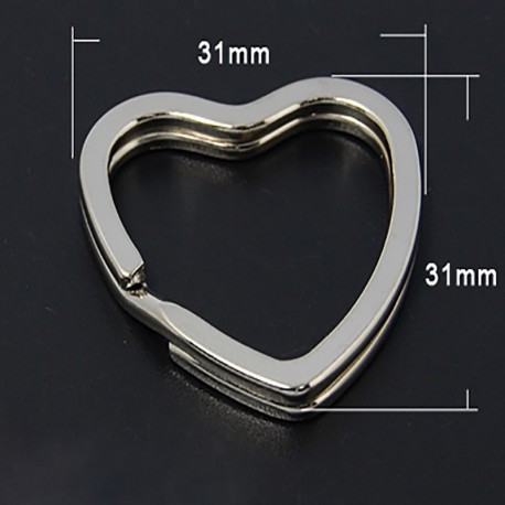 Anneau porte clefs coeur argent x5