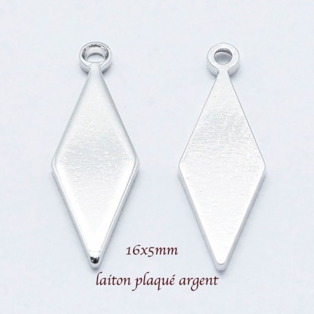6 sequins laiton plaqué argent 16x5mm