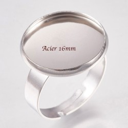 1Pcs bague ajustable acier 316L plateau 16mm