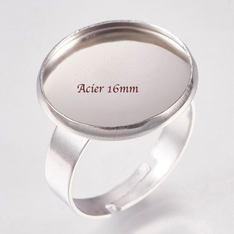 1Pcs bague ajustable acier 316L plateau 16mm