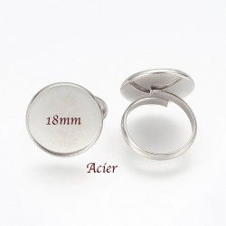 1 Pcs bague acier inoxydable 316L ajustable 18mm