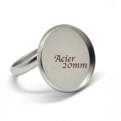 1 Pcs  bague acier 316L ajustable plateau 20mm