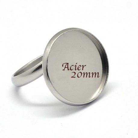 1 Pcs  bague acier 316L ajustable plateau 20mm