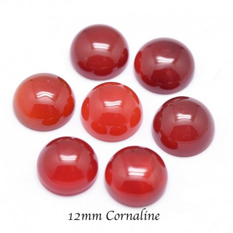 2 cabochons pierre cornaline 12mm