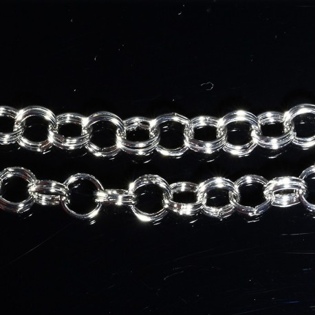 1M chaine maillon double argent platine 6mm