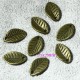 20 breloques feuilles bronze lisse bombées 12x8mm
