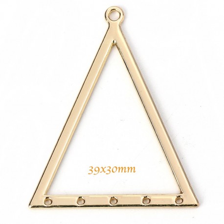 6 pendentifs connecteur triangle or 39x30mm