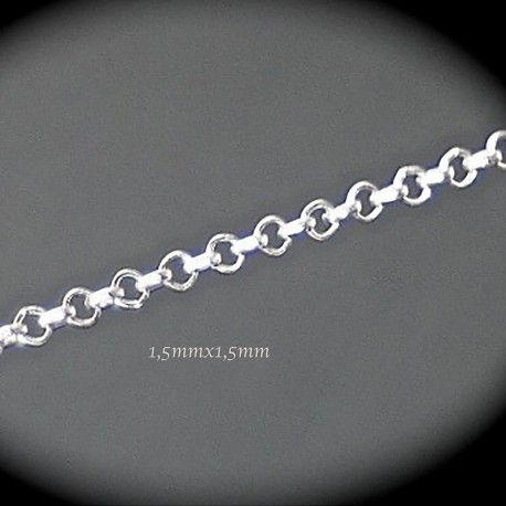 5 mètres CH066   chaine maillon rond argenté vif 1,5x1,5mm