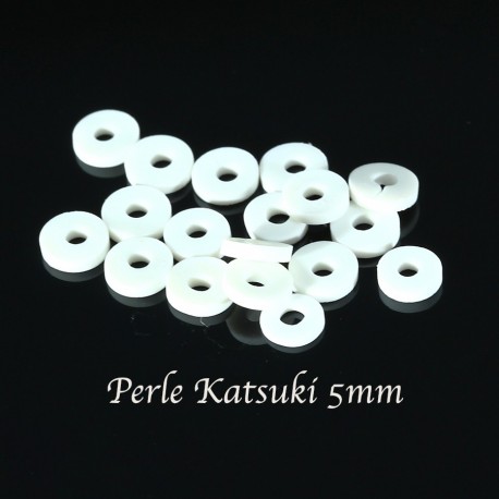 50 perles rondelle polymère blanc  5mm