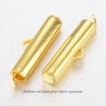 10 embouts fermoirs tube laiton or 19,5x4mm