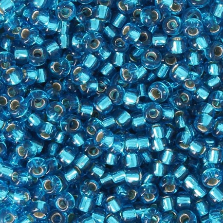 10 grs Perles verre rocailles Miyuki silver lined Capri Blue  2mm