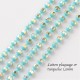1M chaine laiton plaque or bille turquoise 1,5mm