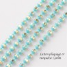 1M chaine laiton plaque or bille turquoise 1,5mm