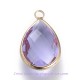 1 goutte cristal lilas  facette 22x14mm serti plaque or