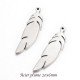 6 breloque acier plume argent mat lisse plat 20x6mm
