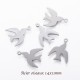 6 breloques acier oiseaux lisse plat argent mat 14x11mm