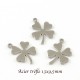 8 breloques trèfle acier inoxydable lisse argent mat 13x9,5mm