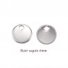 20 breloques sequin acier rond argent mat 6mm