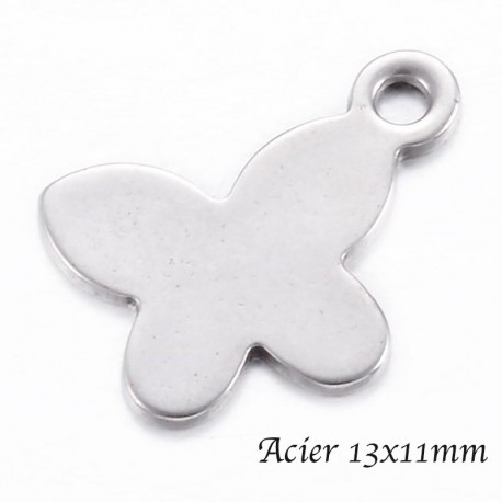 10 breloques papillon  acier inoxydable 13x11mm