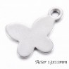 6 breloques papillon  acier inoxydable 13x11mm