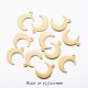 8 breloques sequin acier or lune 15.5x11mm