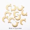 8 breloques sequin acier or lune 15.5x11mm