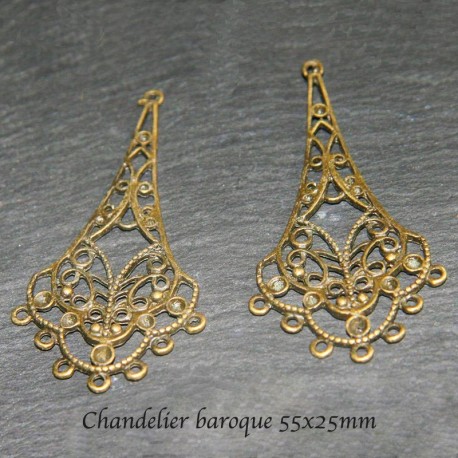 2 chandeliers connecteur baroque bronze 55x25mm