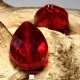 10 perles goutte de cristal rouge  facettée 14x10mm
