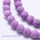 10 perles jade ronde givrée lilas  6mm