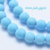 10 perles jade ronde givrée bleu azur 6mm