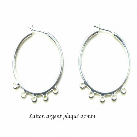 1 paire créole laiton argent plaqué 27mm