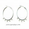 1 paire créole laiton rhodié  platine  27mm