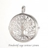 pendentif médaillon diffuseur parfum arbre de vie plaqué argent rond  30mm