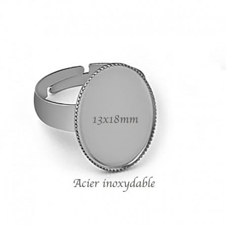 1Bague acier inoxydable 316L 13x18mm ovale acier mat