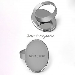 1 bague acier inoxydable 316L ovale 18x24mm