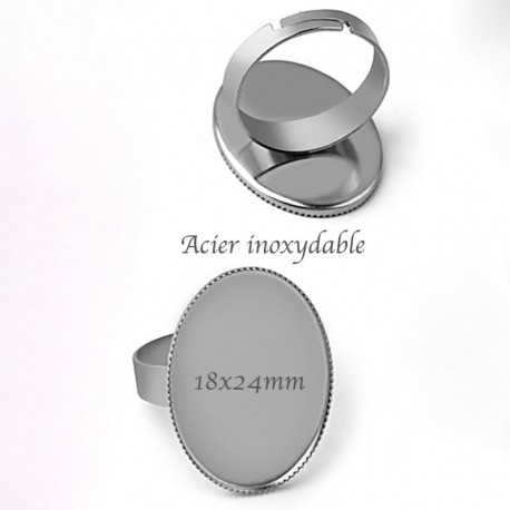 1 bague acier inoxydable 316L ovale 18x24mm