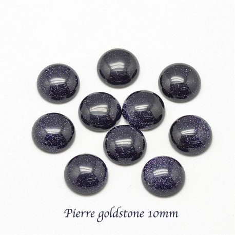 2 cabochons pierre goldstone bleu nuit paillette 10mm