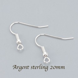20 boucles d'oreille attache indienne argent sterling 20mm
