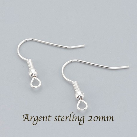 20 boucles d'oreille attache indienne argent sterling 20mm