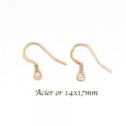 10 boucle d'oreille crochet acier or 14x17mm