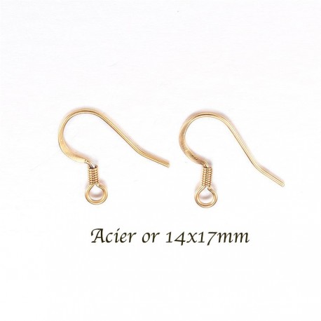 10 boucle d'oreille crochet acier or 14x17mm