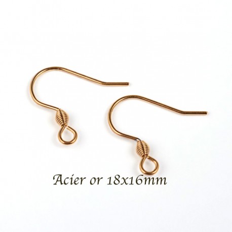 10 boucle d'oreille acier or attache indienne 18x16mm
