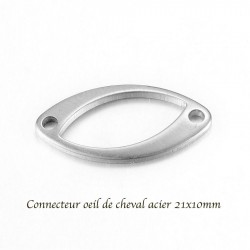 10 breloques connecteur acier oeil de cheval 21x10mm