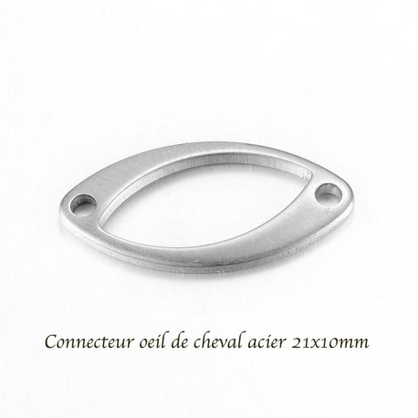 10 breloques connecteur acier oeil de cheval 21x10mm
